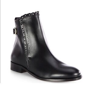 RED Valentino Scalloped Leather Ankle Boots